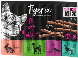 Tigeria Tigeria Pachet economic Sticks 30 x 5 g - mixt II (Iepure, Gâscă, Miel și Vânat)
