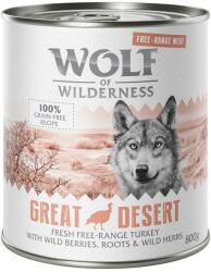 Wolf of Wilderness Wolf of Wilderness Pachet economic Adult "Free-Range Meat" 12 x 800 g - Great Desert Curcan crescut în aer liber