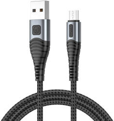 Vipfan USB-Micro USB kábel Vipfan X10, 3A, 1, 2m, fonott (fekete) (CB-X10MK) - scom