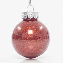 EUROLAMP karácsonyi dekoráció piros fényes műanyag gömbök csillámmal 6 cm, 12 darabos készlet (600-42725)