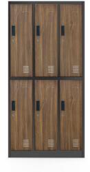 Jan Nowak® IGOR 1344 | Fém öltözőszekrény antracit/dió 6 rekeszes - lapraszerelt (1344)