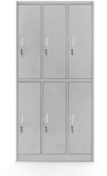 Jan Nowak® IGOR 780 | Fém öltözőszekrény szürke 6 rekeszes - lapraszerelt (780)