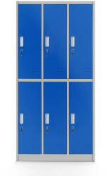 Jan Nowak® IGOR 946 | Fém öltözőszekrény szürke-kék 6 rekeszes - lapraszerelt (946)