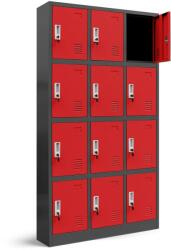 Jan Nowak® MARCIN | 980 12 rekeszes öltözőszekrény talapzattal / Antracit-piros színben (980)
