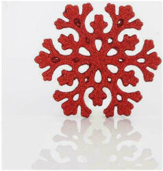 EUROLAMP karácsonyi dekoráció Műanyag piros hópelyhek, 11 cm, SET 5 db