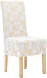 vidaXL Huse de scaun elastice drepte, 6 buc. , alb cu imprimeu auriu (133574) - vidaxl