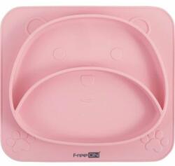 FreeON Farfurie compartimentata din silicon, 26 x 23 x 2.6 cm, Teddy Bear Pink Castron