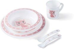 Canpol babies Műanyag ebédkészlet evőeszközökkel Aranyos állatok cica (AGS4-401_PIN)