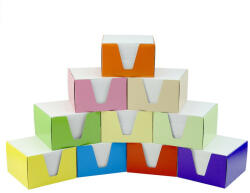  Kockatömb 9x9x6cm, színes karton doboz tartóban Bluering® fehér