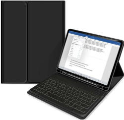 Tech-Protect Smartcase Pen iPad 10.9", 10. gen. (2022) oldalra nyíló okos tok, érintőceruza tartóval, billentyűzettel, fekete