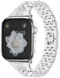 Luxury Apple Watch szíj (38/40/41/42mm(Series 10), Luxury rozsdamentes acél -ezüst (OS-0353)