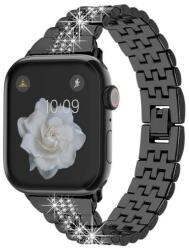 Luxury Apple Watch szíj (38/40/41/42mm(Series 10), Luxury rozsdamentes acél - fekete (OS-0355)