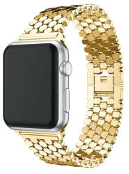 Utángyártott Apple Watch szíj 42/ 44/ 45/ 49 mm, rozsdamentes acél, méhsejt mintás, gold (OS-0337)