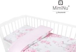 MimiNu by Kieczmerski MimiNu, Bujori, set lenjerie de pat single, roz, 90x120 cm Lenjerii de pat bebelusi‎, patura bebelusi