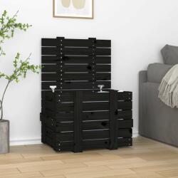 vidaXL Cutie de depozitare, negru, 58x40, 5x42 cm, lemn masiv de pin (824997) - vidaxl