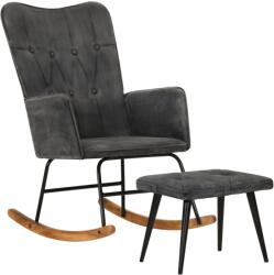 vidaXL Scaun balansoar cu taburet, negru vintage, pânză (339702) Balansoar