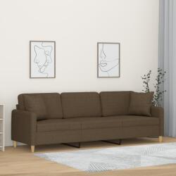 vidaXL Canapea cu 3 locuri cu perne&pernuțe maro 210 cm textil (3153156) Canapea