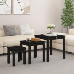 vidaXL Mese suprapuse, 3 buc. , negru, lemn masiv de pin (824977)