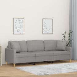 vidaXL Canapea cu 3 locuri cu perne&pernuțe gri deschis 210 cm textil (3153153) Canapea