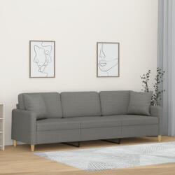 vidaXL Canapea cu 3 locuri cu perne&pernuțe gri închis 210 cm textil (3153154) Canapea