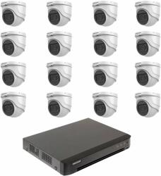 Hikvision Sistem supraveghere video 16 camere 5MP Hikvision 2.8mm IR 30m, DVR AcuSense 16 canale video SafetyGuard Surveillance