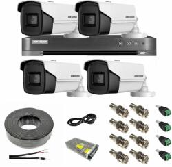 Hikvision Sistem supraveghere video HIKVISION 4 camere 8MP 4 in 1, IR 60m, DVR 4 canale 4K 8MP, accesorii SafetyGuard Surveillance