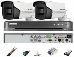 Hikvision Sistem de supraveghere HIKVISION 2 camere 8MP 4 in 1, IR 60m, DVR 4 canale, accesorii montaj, hard disk SafetyGuard Surveillance