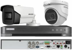 Hikvision Sistem supraveghere mixt Hikvision 2 camere, 1 dome 8MP 4 in 1, IR 30m, 1 bullet 4 in 1 8MP, 3.6mm, IR 80m, DVR 4 canale 4K 8MP SafetyGuard Surveillance