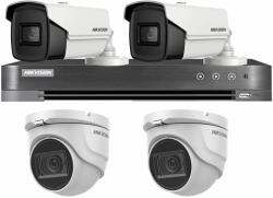 Hikvision Sistem supraveghere Hikvision mixt, 2 camere interior 8MP 4 in 1, IR 30m, 2 camere exterior 4 in 1 8MP IR80m, DVR 4 canale 4K 8MP SafetyGuard Surveillance