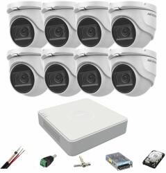 Hikvision Sistem supraveghere Hikvision 8 camere 8MP, 2.8mm, IR 30m, DVR 8 canale 4K, accesorii, hard disk SafetyGuard Surveillance