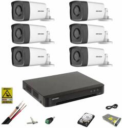 Hikvision Sistem de supraveghere Hikvision 6 camere 5MP 2.8mm, IR 40m, DVR 8 canale 8MP, accesorii, hard disk 1TB SafetyGuard Surveillance