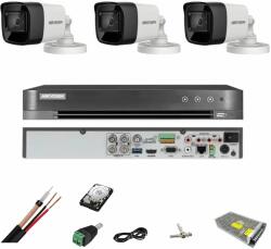 Hikvision Sistem de supraveghere complet Hikvision Turbo HD, inregistrare 4K sau 8, 3 Mp, cu 3 camere de exterior si IR 30 m SafetyGuard Surveillance