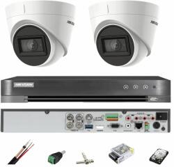 Hikvision Sistem supraveghere Hikvision 2 camere interior 4 in 1, 8MP, lentila 2.8, IR 60m, DVR 4 canale, accesorii, hard disk SafetyGuard Surveillance