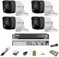 Hikvision Sistem supraveghere 4 camere Hikvision 8MP, 2.8mm, IR 30m, DVR 4 canale 8MP, accesorii, hard disk SafetyGuard Surveillance