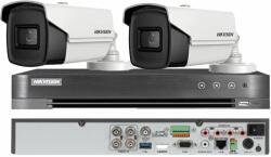 Hikvision Sistem de supraveghere HIKVISION 2 camere bullet 8MP, IR 80m, 4 in 1 lentila 3.6mm, DVR 4 canale 4K 8MP SafetyGuard Surveillance
