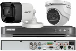 Hikvision Sistem de supraveghere mixt HIKVISION 2 camere, 1 dome si 1 bullet 4 in 1, 8MP, lentila 2.8mm, IR 30m, DVR 4 canale 4K 8MP SafetyGuard Surveillance