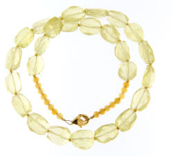  Colier din Cuart Lemon Natural Neregulat Fatetat - 12-16 x 10-12 mm - Accesorii Gold Filled - 1 Buc