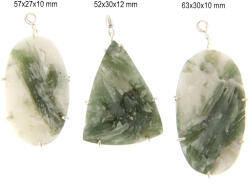 Pandantiv Cuart cu Turmalina Verde Druzy Natural cu Argint 925 - 52-63 x 27-30 x 10-12 mm - 1 Buc