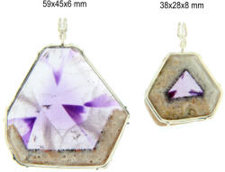 Pandantiv Ametist Fantoma Natural cu Argint 925 - 38-56 x 28-45 x 6-8 mm - 1 Buc