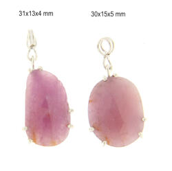  Pandantiv Safir Roz Natural Oval Fatetat cu Argint 925 - 30-31 x 13-15 x 4-5 mm - 1 - Buc