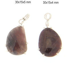  Pandantiv Safir Roz Natural Picatura Fatetat cu Argint 925 - 30 x 14-15 x 4-5 mm - 1 Buc