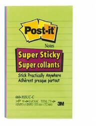 Post-it Öntapadós jegyzet 3M Post-it 660-3 SSUC 101x152mm Super Sticky vonalas szivárvány színek 270 lap (12567)