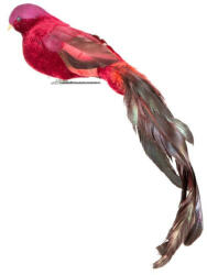  Dekor madár dísz csipesszel Burgundi vörös 30 cm