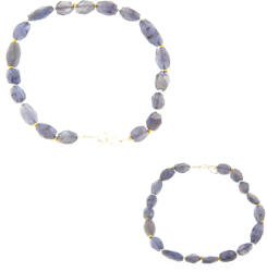  Bratara din Iolit Natural Oval Fatetat - 8-12 x 5-6 mm - Diametru 60 mm - Accesorii Argint 925 - Gold Filled