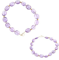  Bratara din Ametist Natural Oval Fatetat 9-11 x 8 mm - Diametru 60 - Accesorii Argint 925 - Gold filled