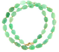  Colier Crisopraz Verde Natural Meregulat 8-11 x 6-7 mm - Accesorii de Argint 925 - Gold Filled