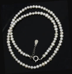  Colier din Perle de Cultura Alba Bob de Orez 3-3, 5 x 3-4 mm - Accesorii Argint 925