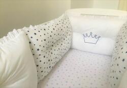 Deseda Set de 6 bucati aparatori protectii laterale patut 140x70 cm deseda alb - stelute bleumarin pe alb