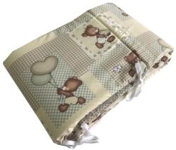 Deseda Set 4 aparatori protectii laterale pat pufoase 120x60 cm h39cm deseda ursi in carouri bej