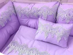 Deseda Lenjerie lux by deseda cu 6 aparatori super groase pat 140x70 cm, baldachin si suport metalic baldachin violet - alb